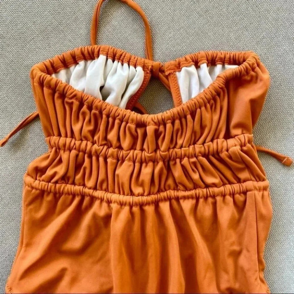 NWT Free People Solid & Striped The Paula One Piece Swimsuit Strapless Orange XS - Picture 12 of 15